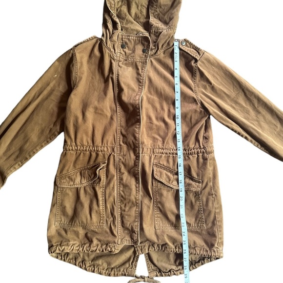 Forever 21 Womens Hooded Utility Jacket Drawstring Cotton Brown Small - Picture 3 of 8